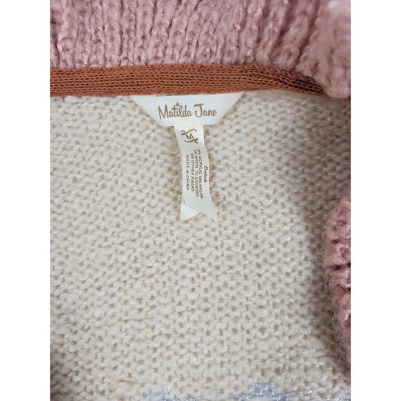 Matilda Jane Just Imagine Jacie Fair Isle Cream Blush Ruffle Cardigan Medium - Picture 3 of 16